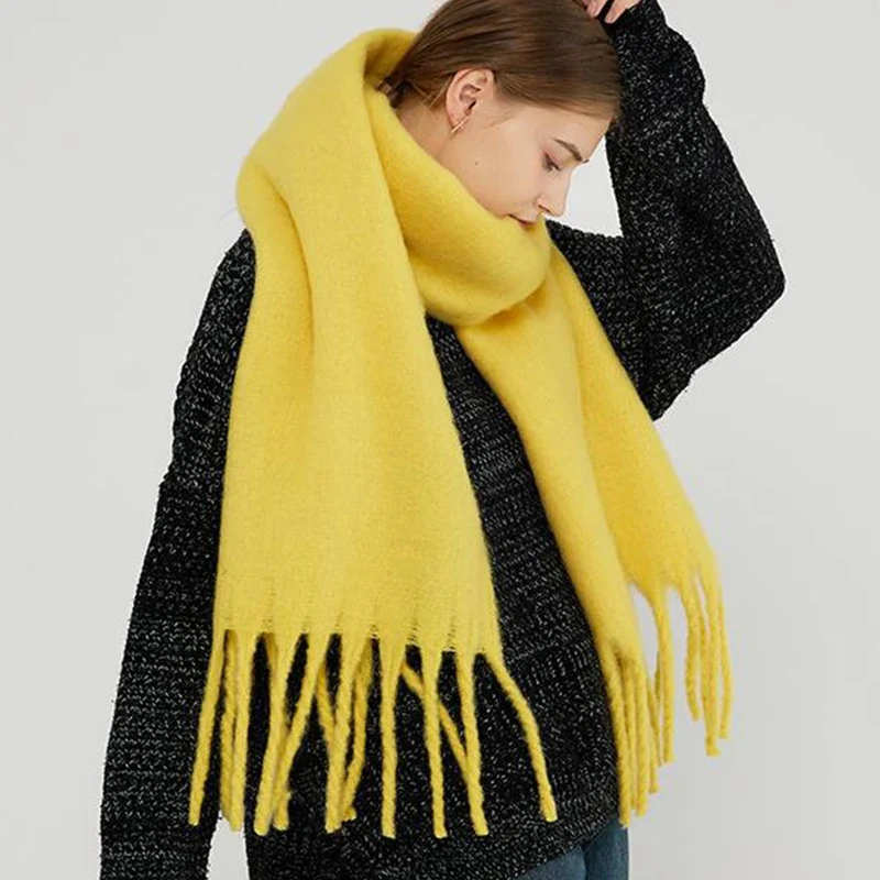 Soft Mohair Feel Scarf - Cozy Winter Wrap_CWASC0323: Yellow / (OS) 1