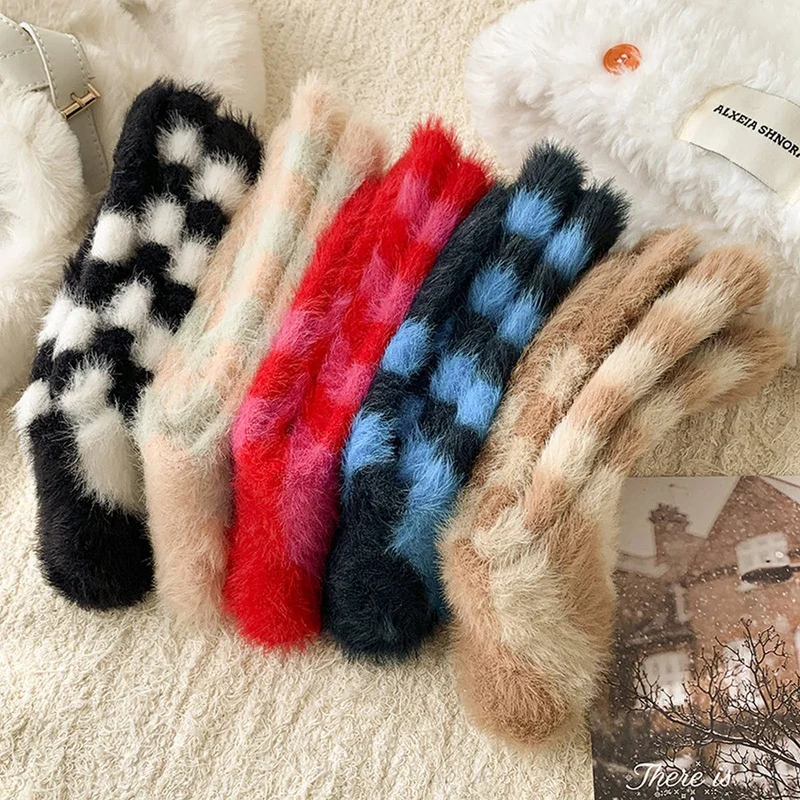 Striped Plush Socks Women Winter Thick Warm_CWMS02855: RED / (OS) 5
