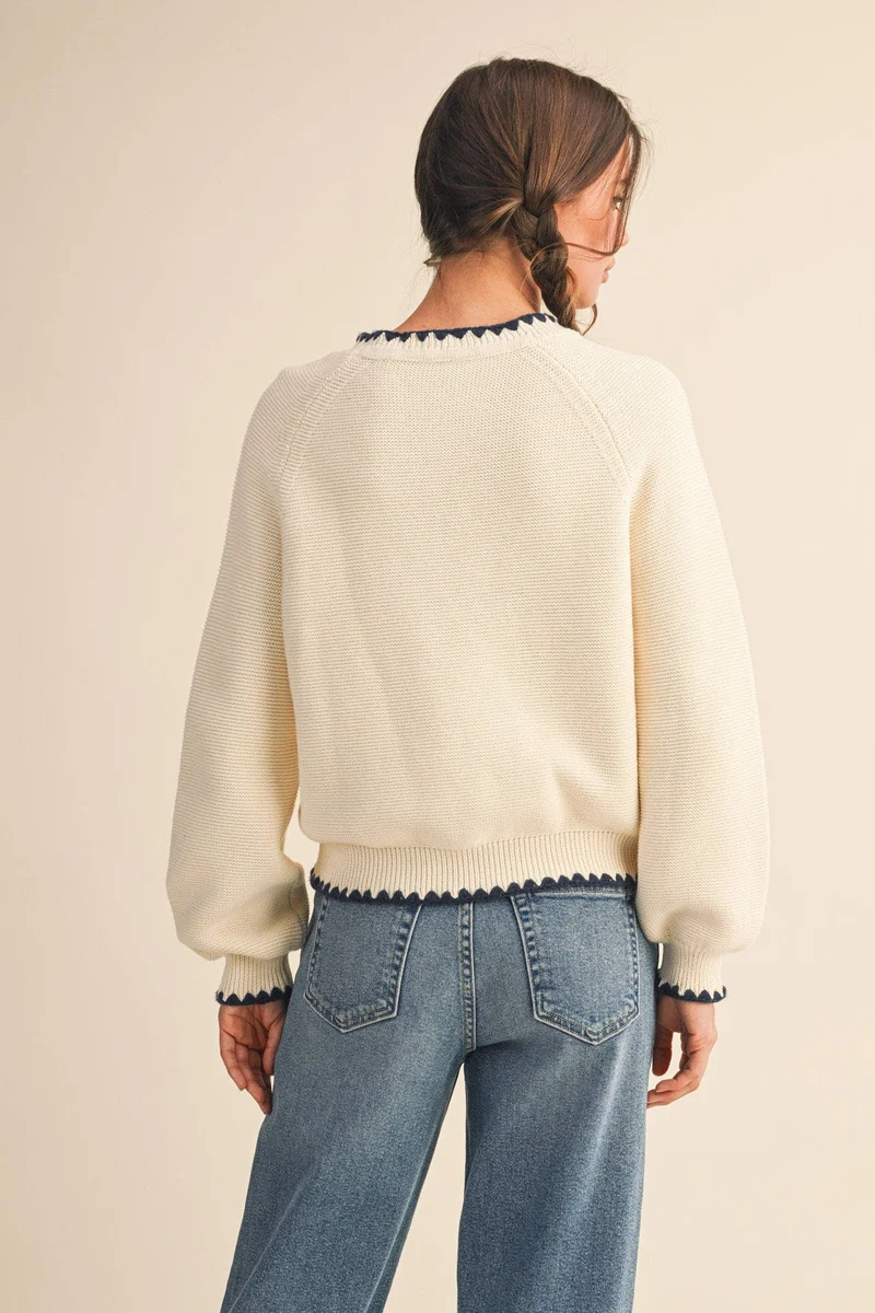 Ivory blanket stitch Sweater
