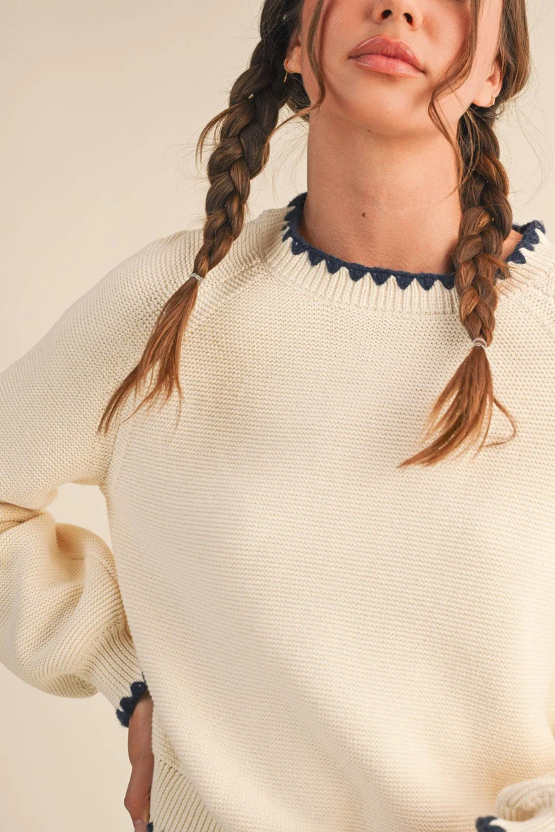 Ivory blanket stitch Sweater