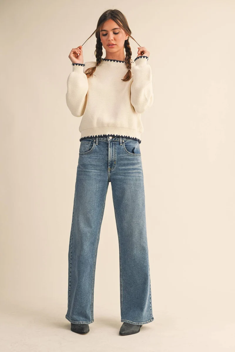 Ivory blanket stitch Sweater