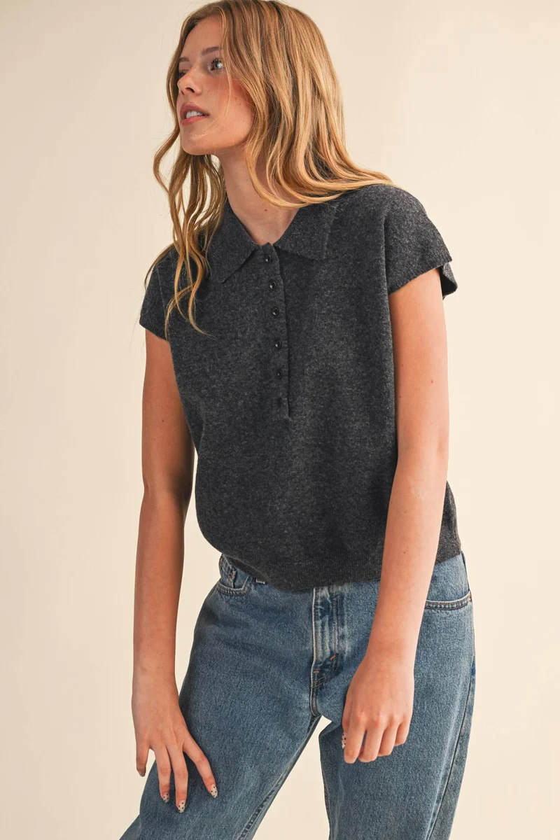 Cap Sleeve Sweater BLACK