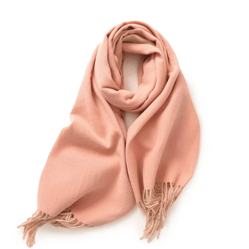 Fashion Scarf - Soft Faux Cashmere with Tassels_CWASC0174: DARKGREEN / (OS) 1