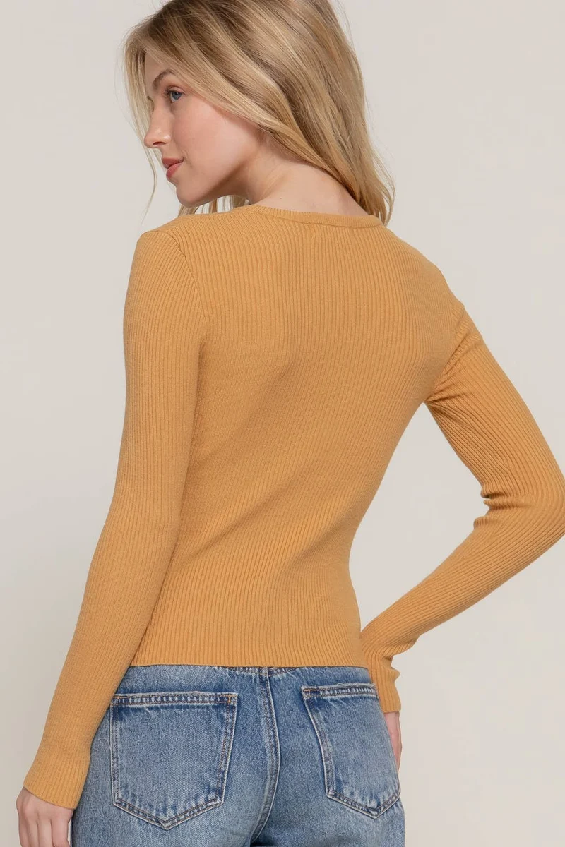 Navy Crew Neck Viscose Rib Sweater