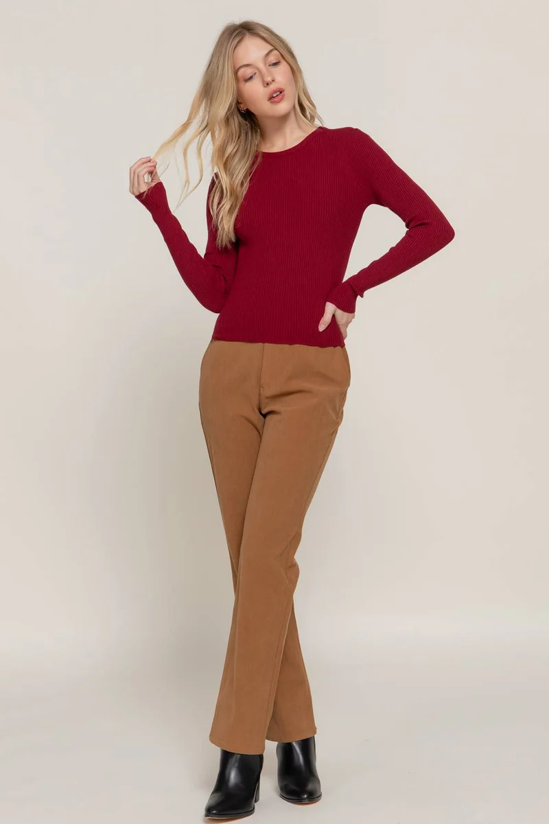 Navy Crew Neck Viscose Rib Sweater