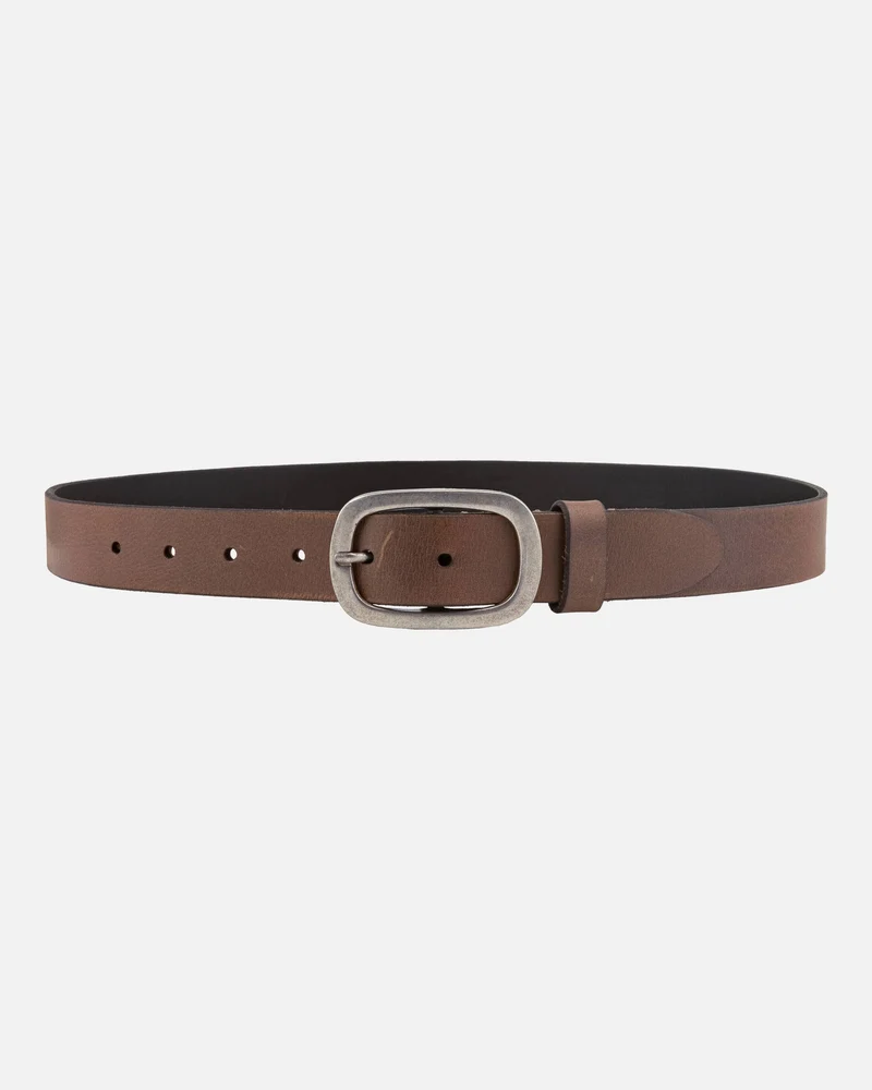 LT. BROWN Classic Leather Belt with Antique Buckle