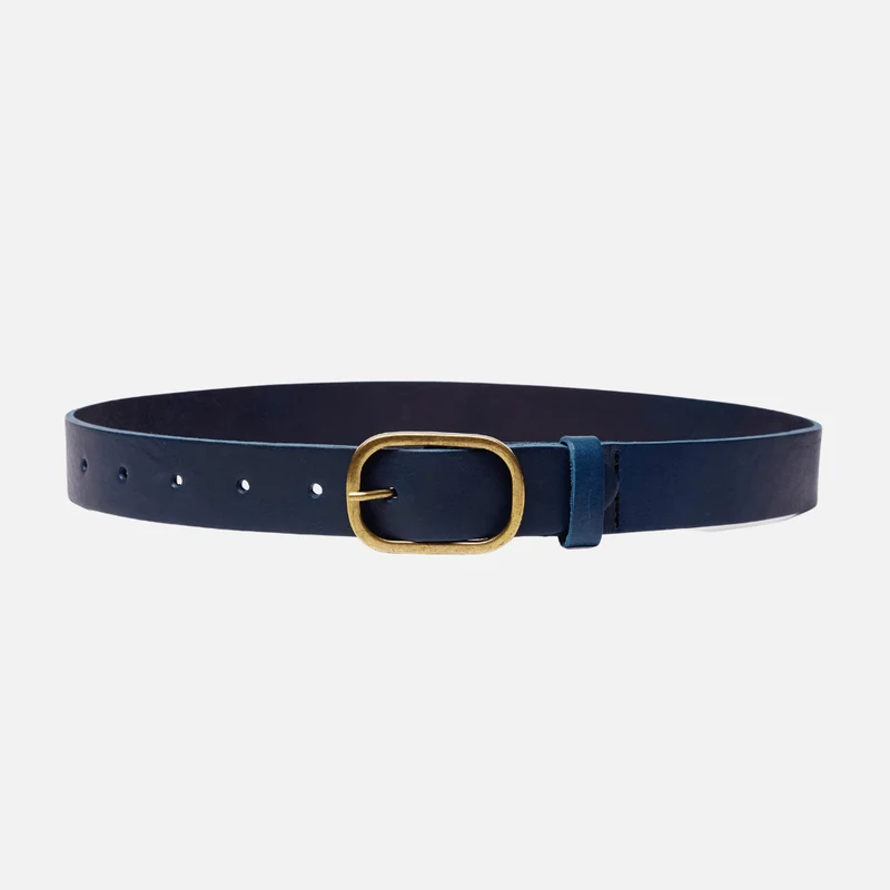 Black Gold Oval Buckle Design Statement Leather Belt Women