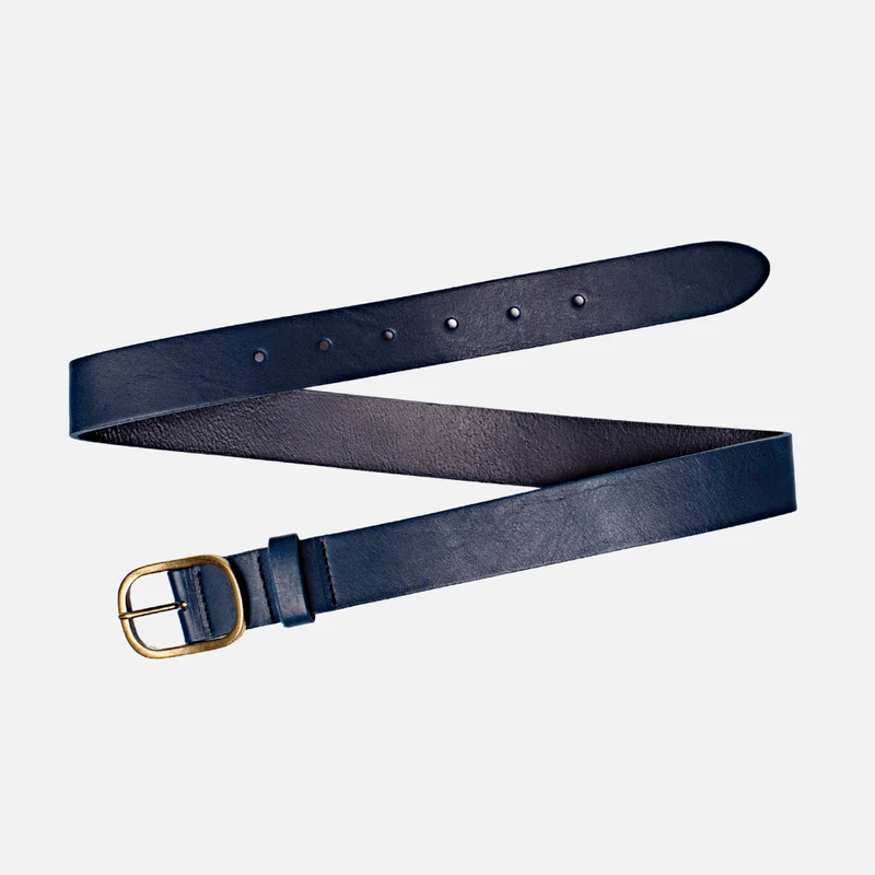 Black Gold Oval Buckle Design Statement Leather Belt Women
