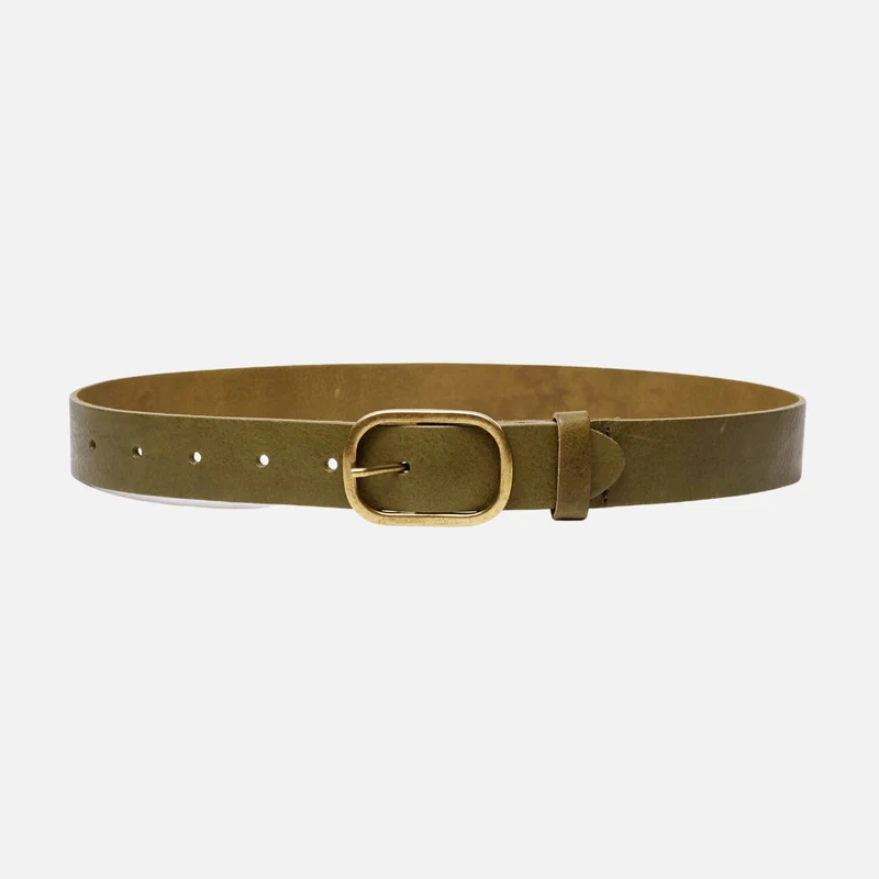 Black Gold Oval Buckle Design Statement Leather Belt Women