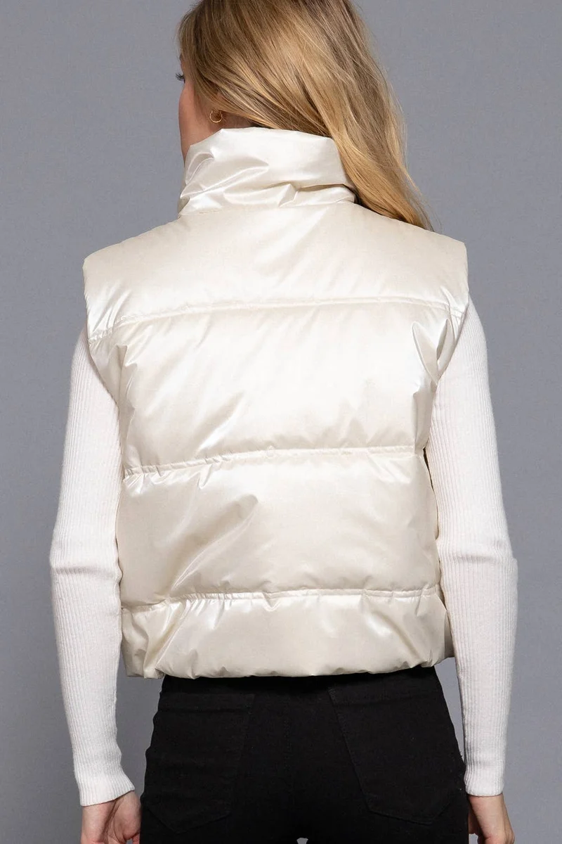High Neck Zip Up Vest: IVY-ivory / L