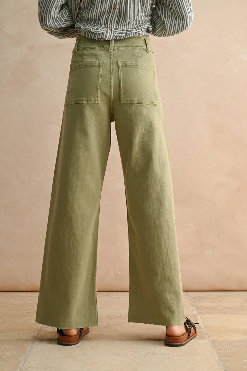 Brown Straight Leg Wide Denim