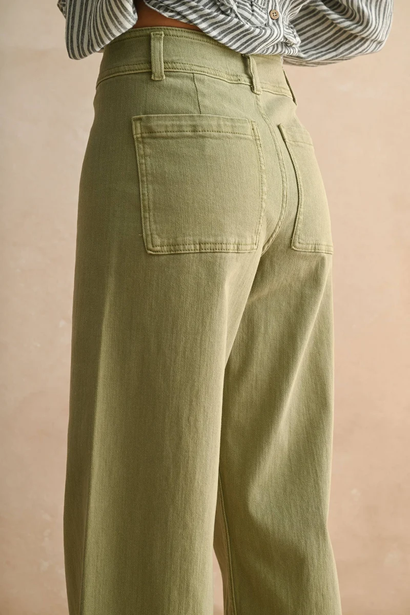 Brown Straight Leg Wide Denim