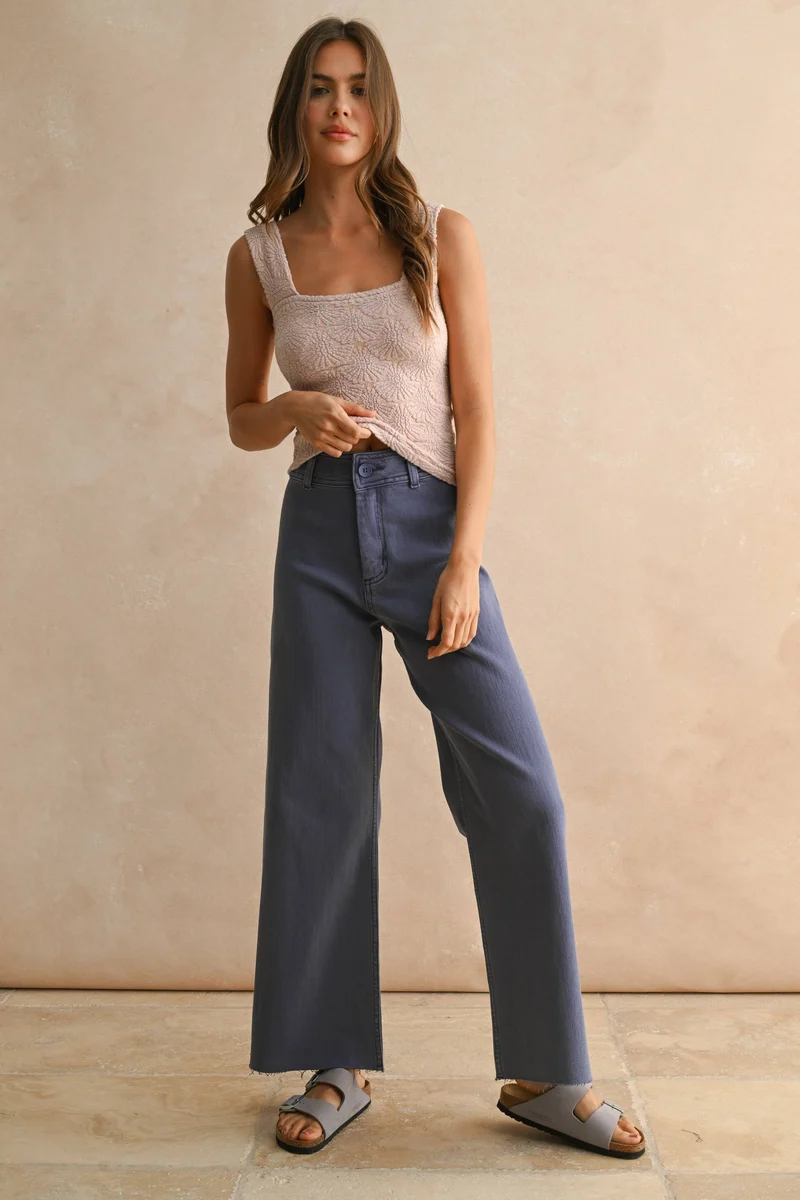 Brown Straight Leg Wide Denim