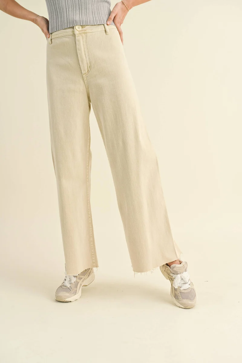Brown Straight Leg Wide Denim