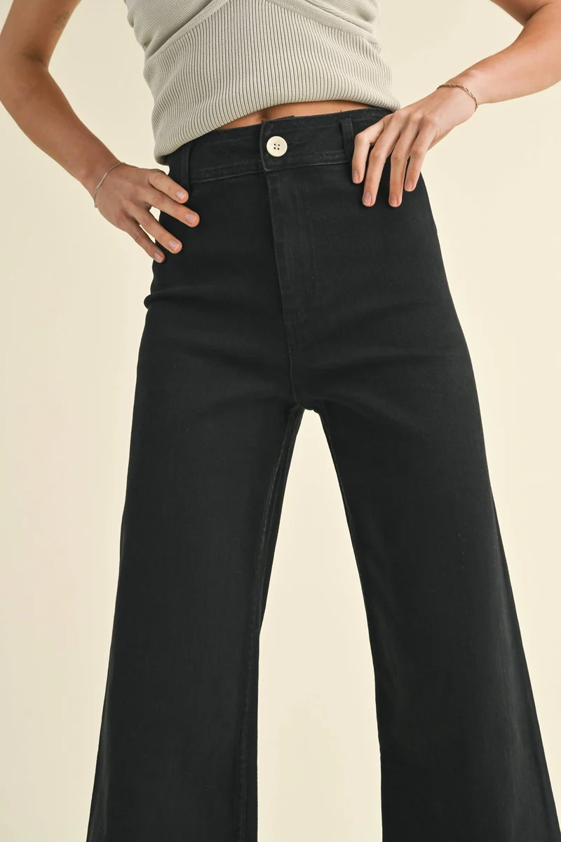 Brown Straight Leg Wide Denim