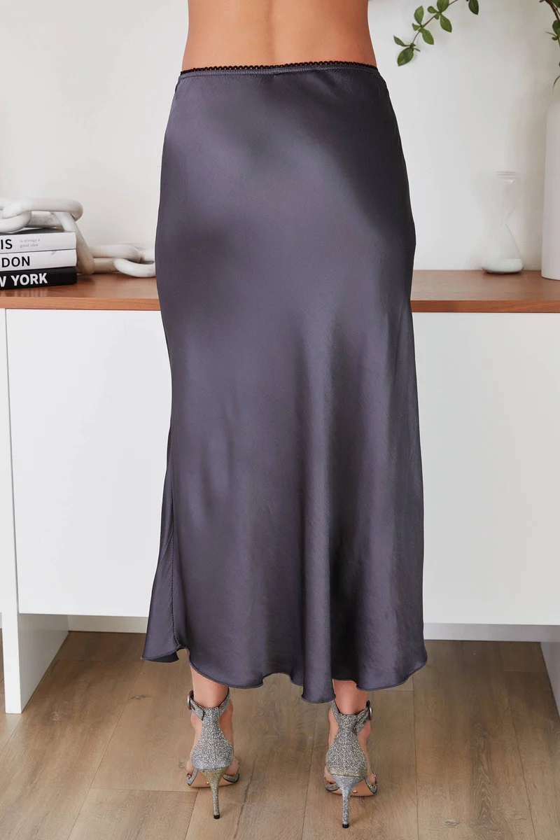 Silky chocolate slip Skirt