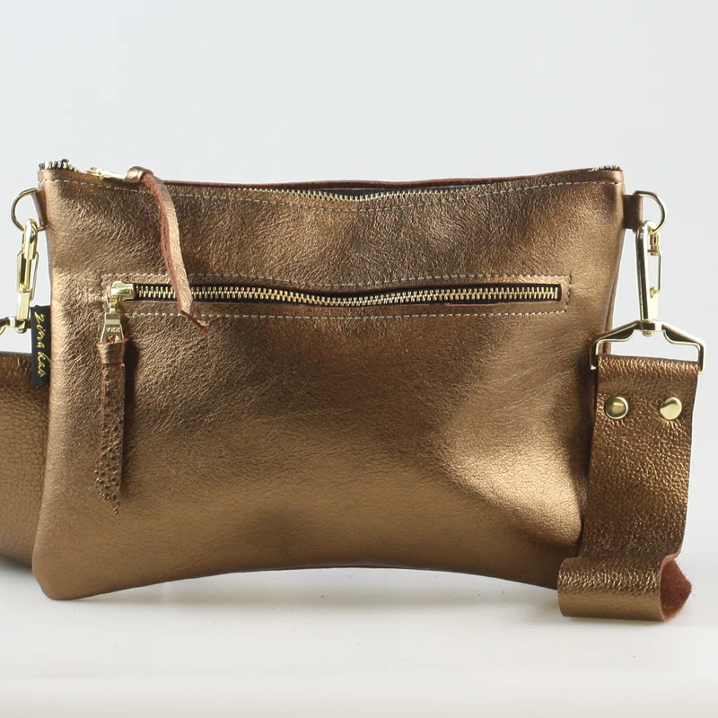 The Metallic Rita Crossbody and Hipbag: Pewter