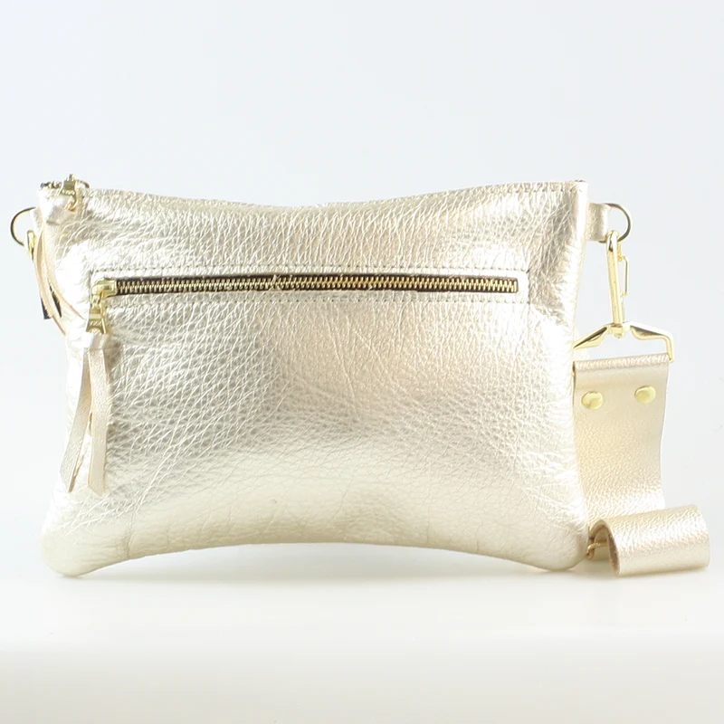 The Metallic Rita Crossbody and Hipbag: Platinum