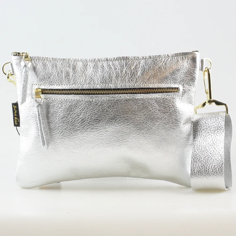 The Metallic Rita Crossbody and Hipbag: Platinum