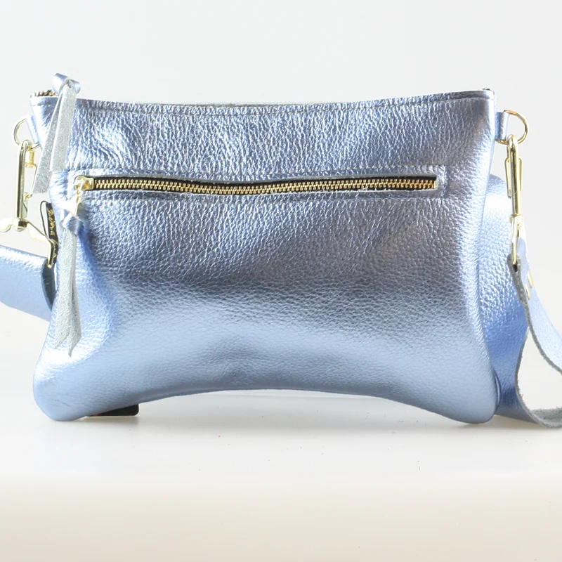 The Metallic Rita Crossbody and Hipbag: Platinum