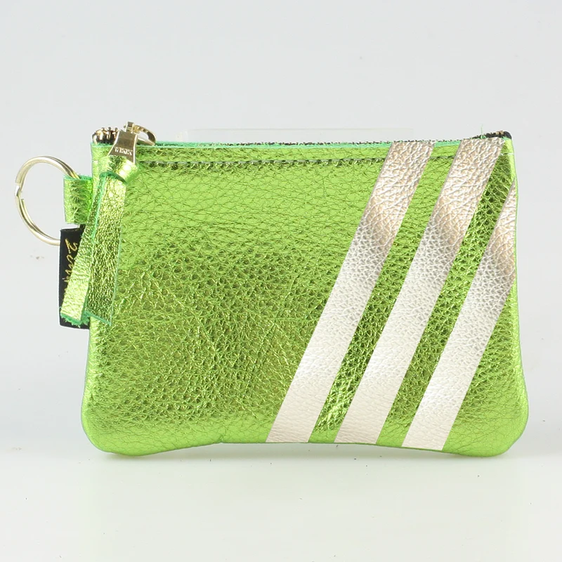 The Kara Wallet: 3 Side Stripes: Gold w/Platinum Stripes / Lobster