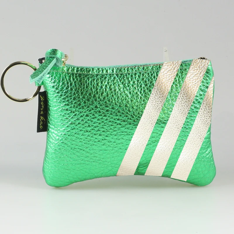 The Kara Wallet: 3 Side Stripes: Jet w/Platinum Stripes / Lobster