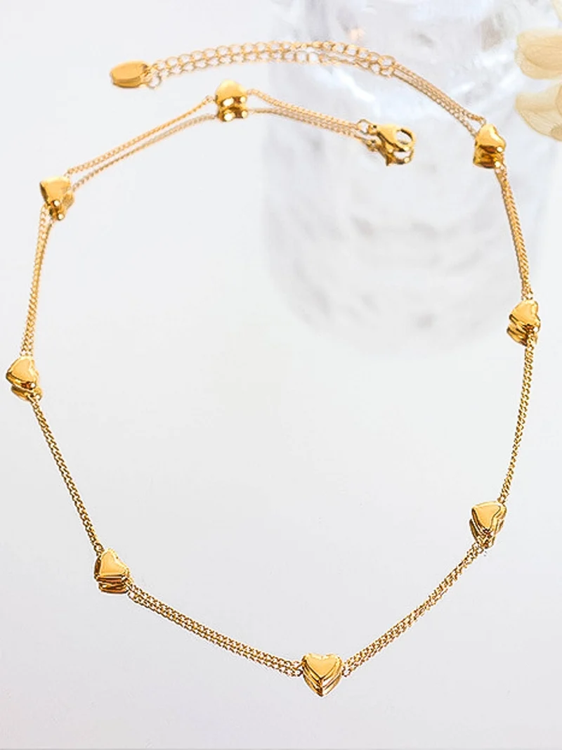 Vivre 18K Gold Non-Tarnish Petite Heart Bracelet, Necklace: Yellow Gold / Bracelet