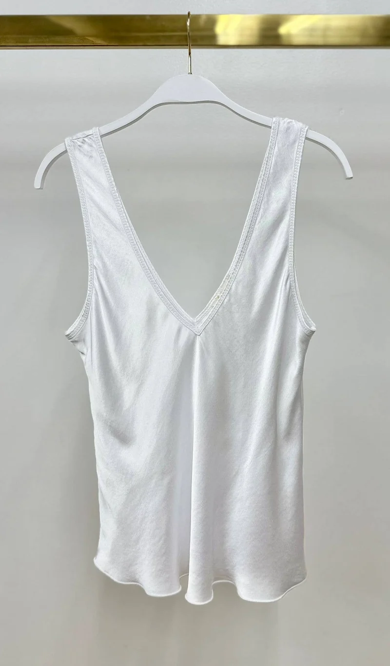 Silky V Neck Tank Navy
