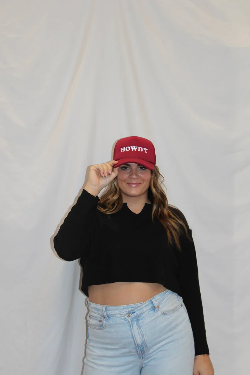 Trucker Hat Maroon Howdy