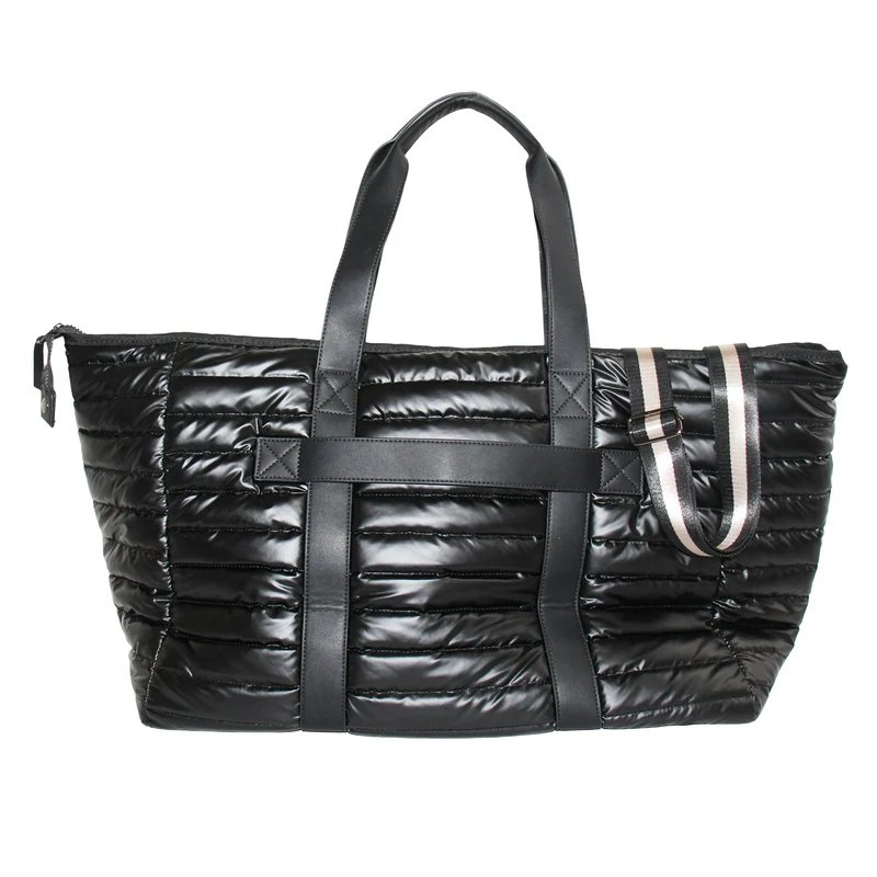 The Cassie Weekender Puffer Duffle Bag Black in 9/15