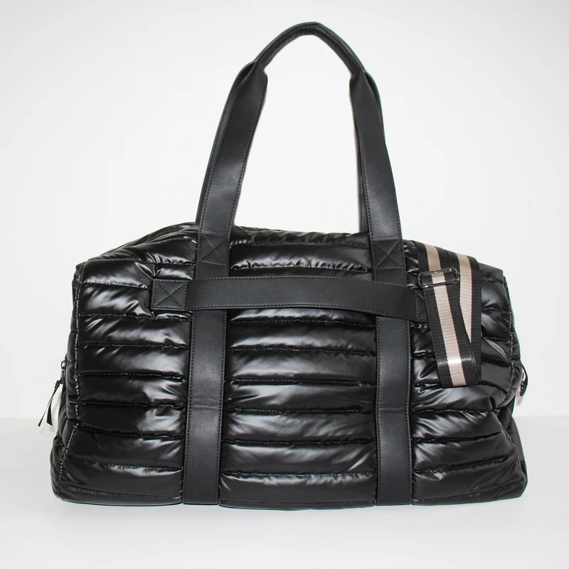 The Cassie Weekender Puffer Duffle Bag Black in 9/15