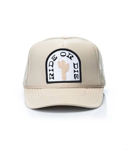 Ride or Die Patch Trucker Hat: Black