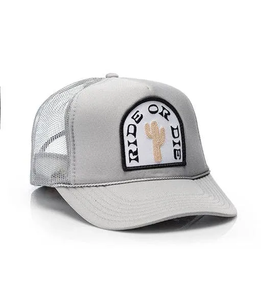 Ride or Die Patch Trucker Hat: Black