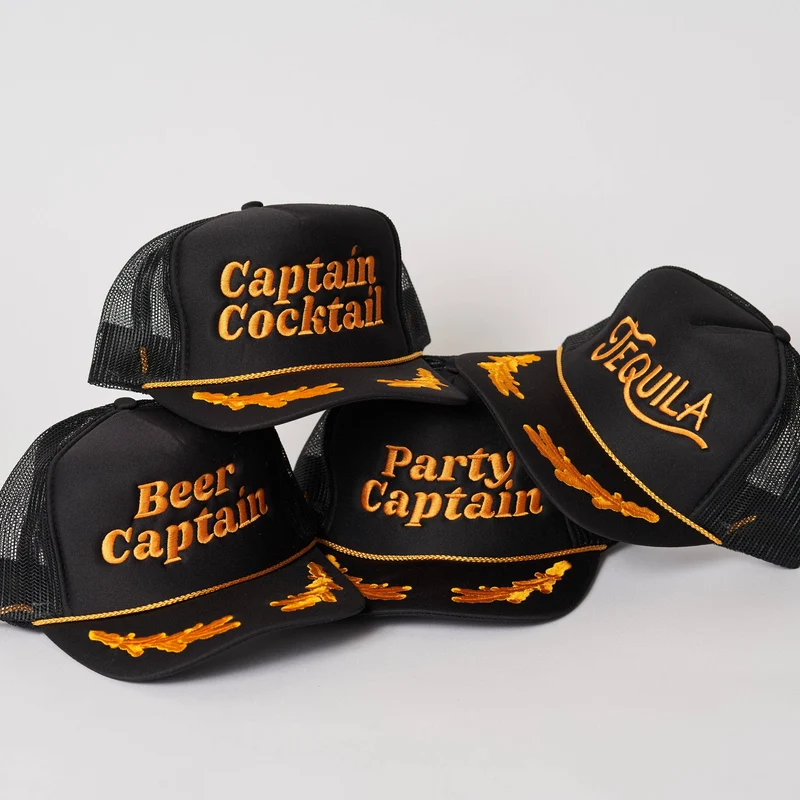 Tequila Trucker Hat: Captain Blk/Gld