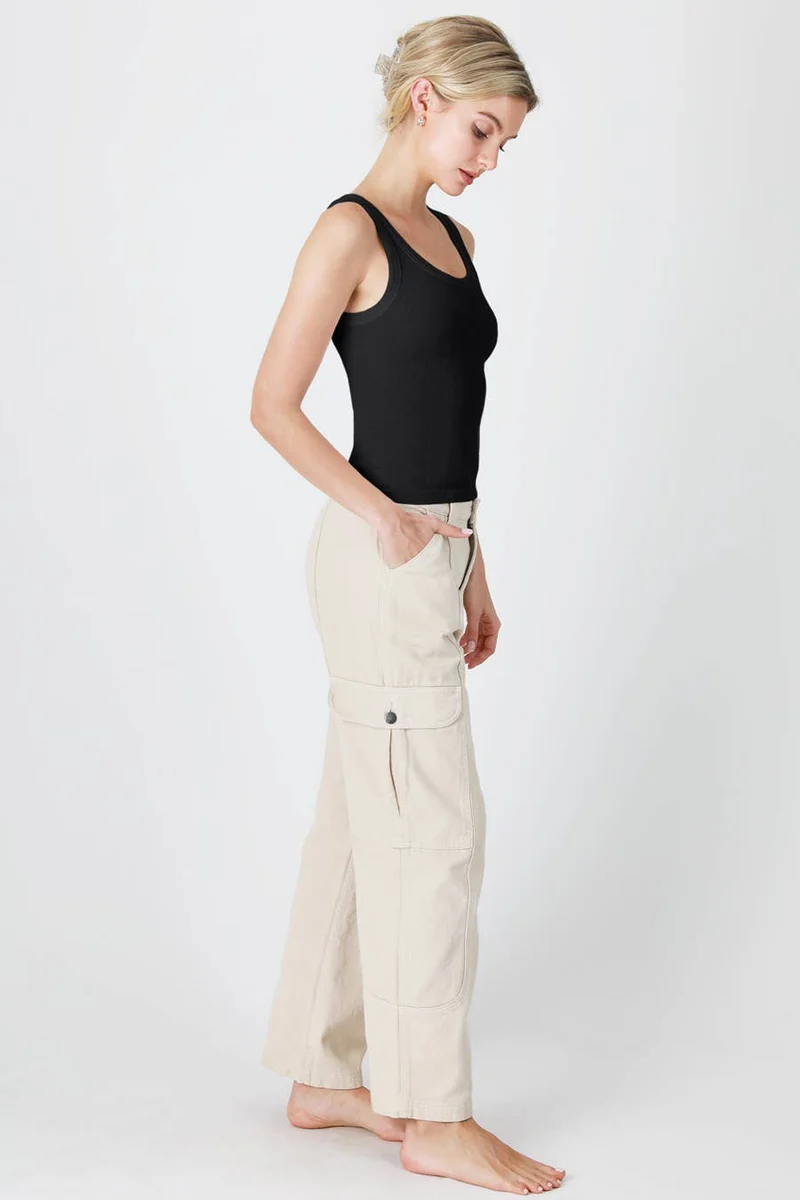 NS8216 - Reversible Ribbed Tank Top: 6 Black