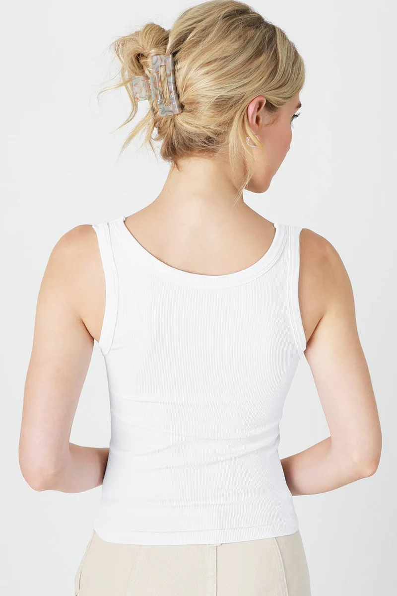 NS8216 - Reversible Ribbed Tank Top: 6 Black