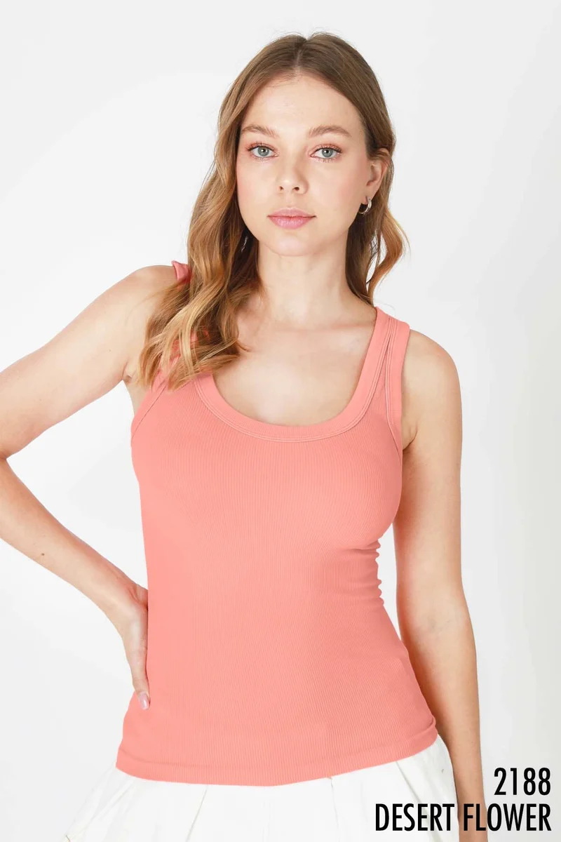 NS8216 - Reversible Ribbed Tank Top: 6 Black