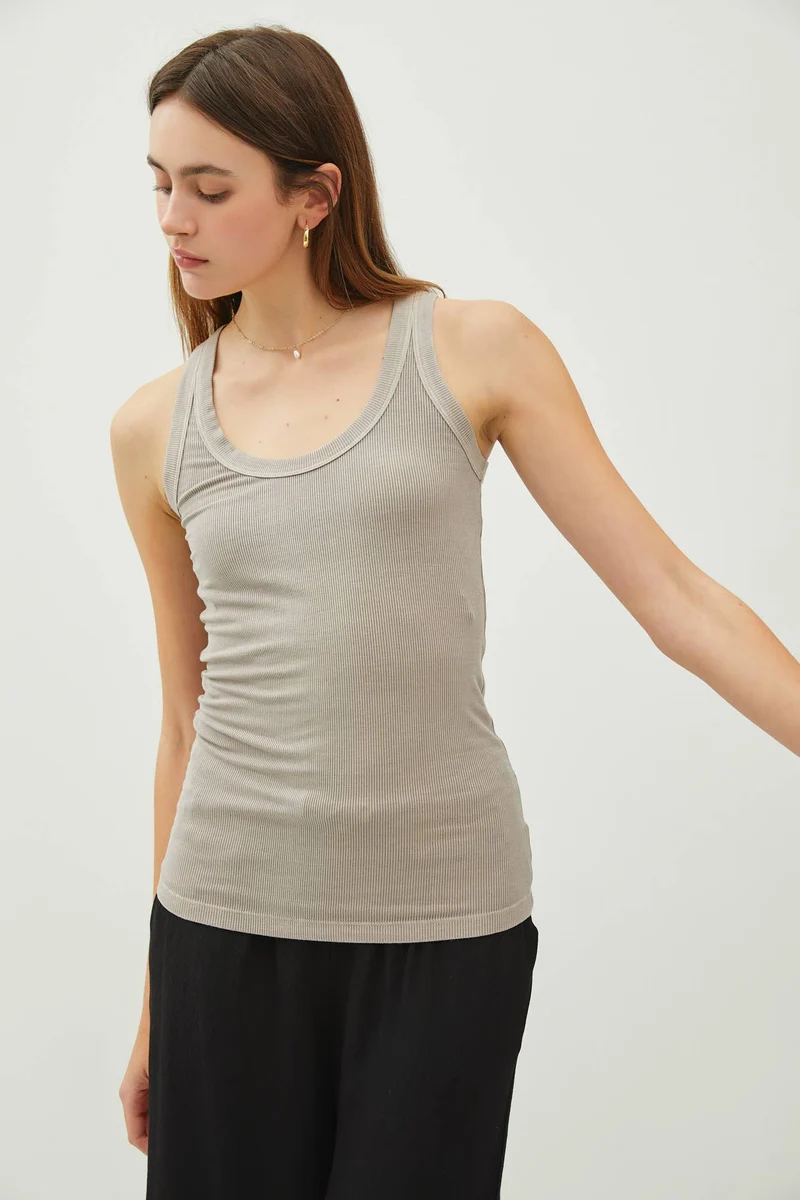 Taupe Ribbed Tank Top