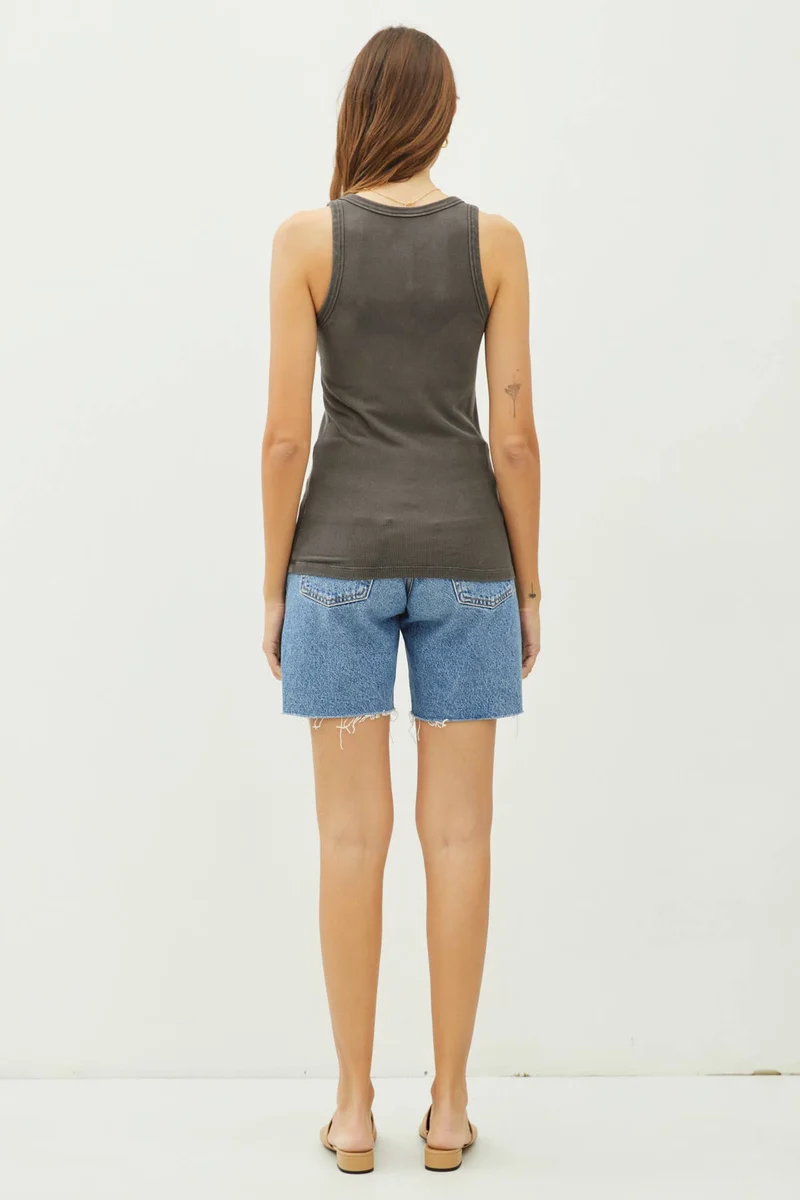 Taupe Ribbed Tank Top