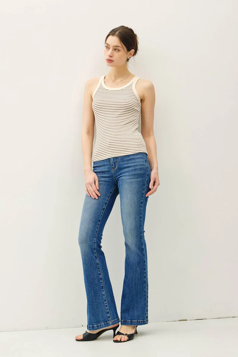 Olive cotton blend Stripeg