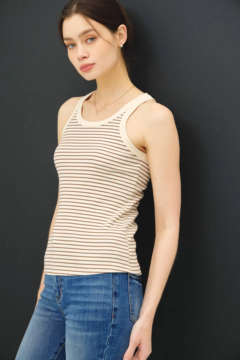Olive cotton blend Stripeg