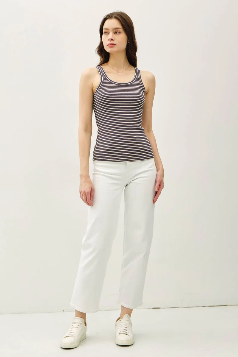 Olive cotton blend Stripeg