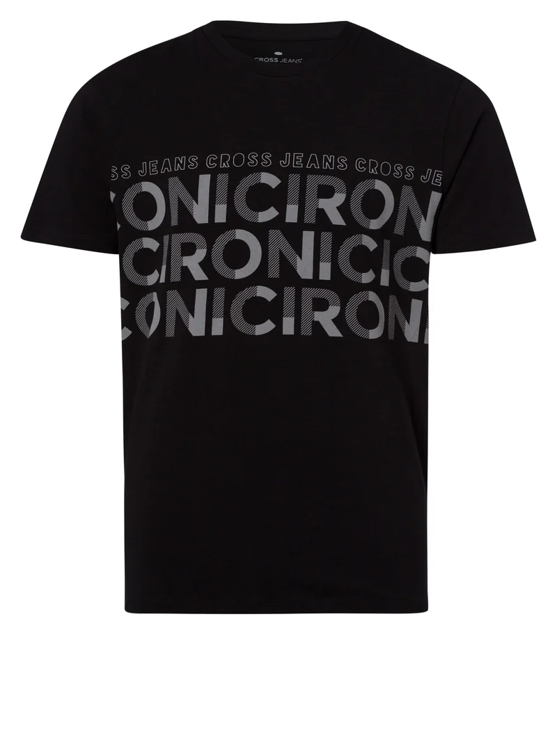 Herren Regular Print T-Shirt schwarz