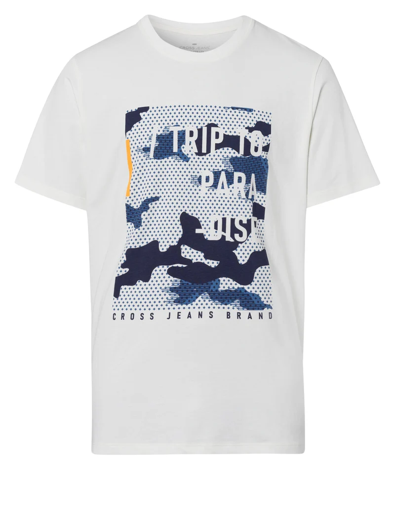 Herren Regular Print T-Shirt weß