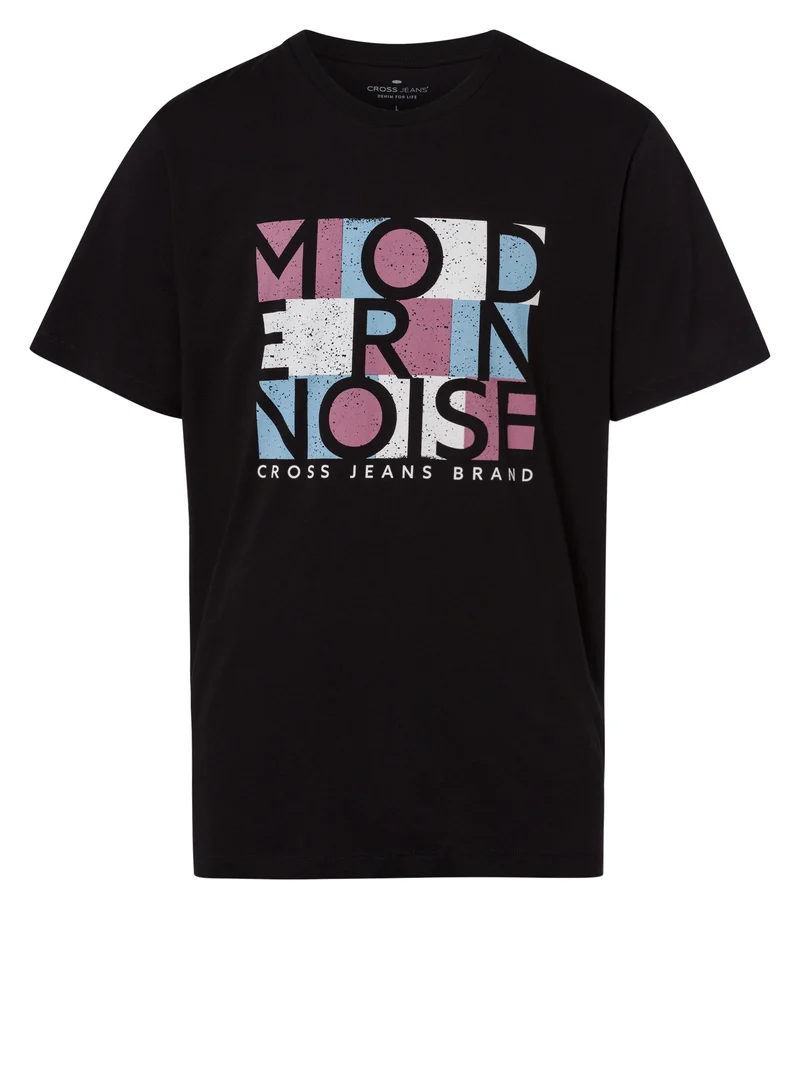 Herren Regular Print T-Shirt schwarz