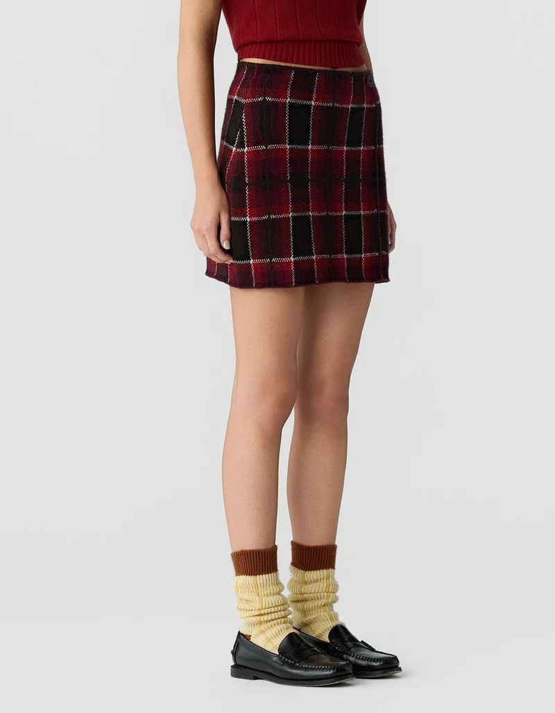 Woll-Kaschmir-Wickel-Mini Rock Tartan