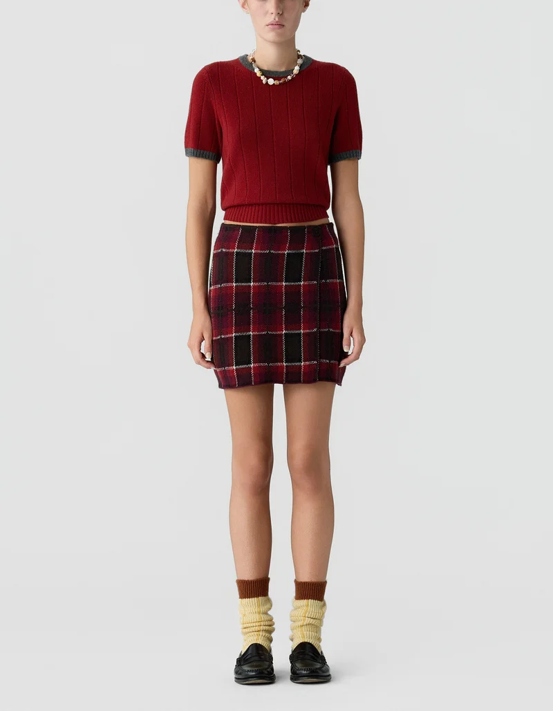 Woll-Kaschmir-Wickel-Mini Rock Tartan