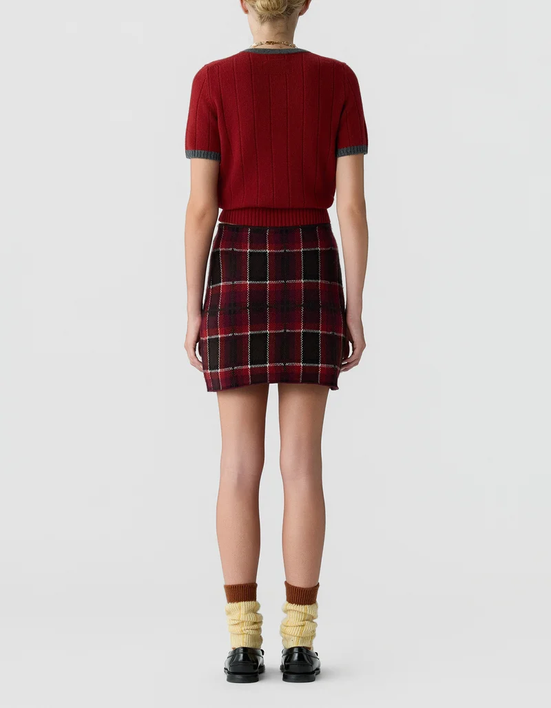 Woll-Kaschmir-Wickel-Mini Rock Tartan