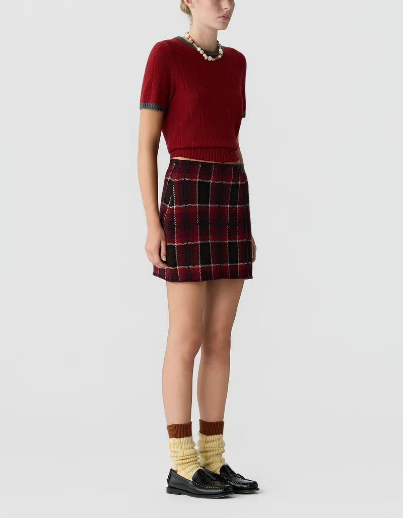 Woll-Kaschmir-Wickel-Mini Rock Tartan
