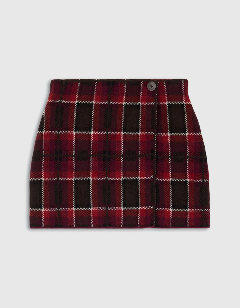 Woll-Kaschmir-Wickel-Mini Rock Tartan